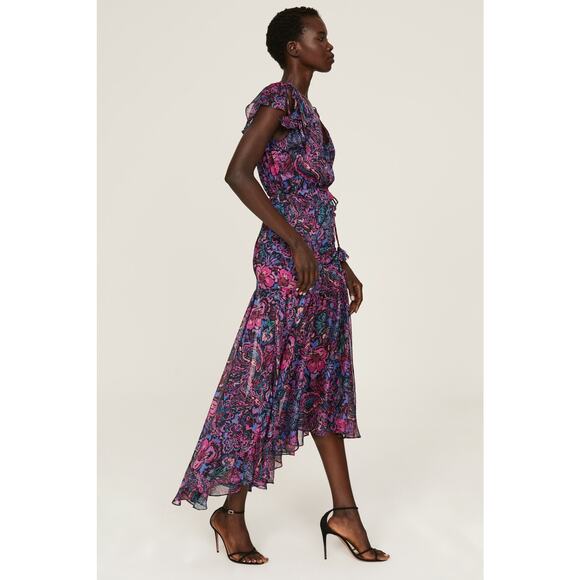 MISA Los Angeles Colette Boho Flutter Sleeve Romantic Satin Floral NWT S $445 - Picture 4 of 5